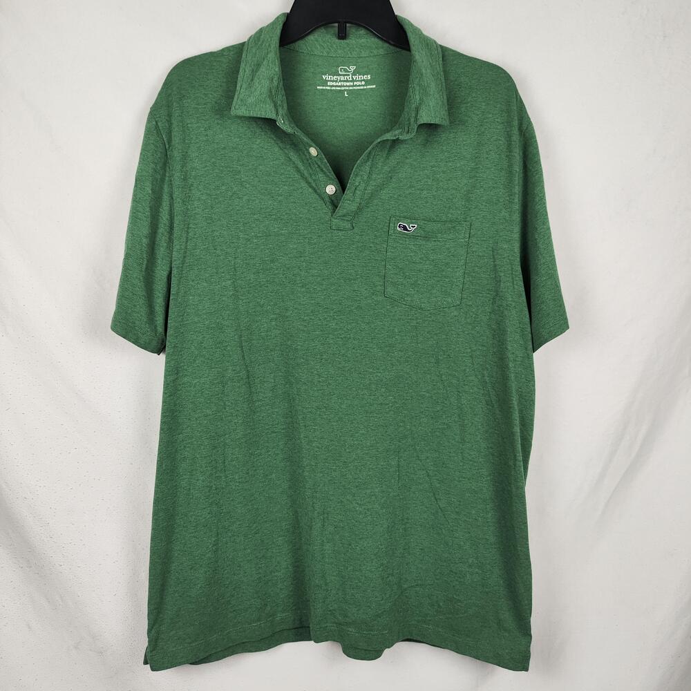 Vineyard Vines Polo Shirt Mens Large Green Edgartown Stretch Pocket Logo Jersey